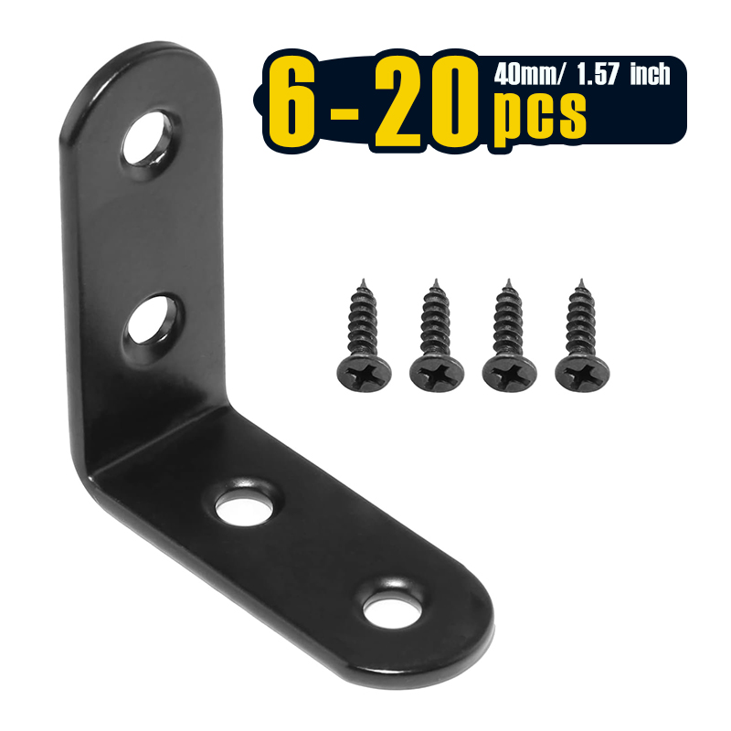 Woodworking Joint - 6-20 Adet Siyah Köşe Desteği L