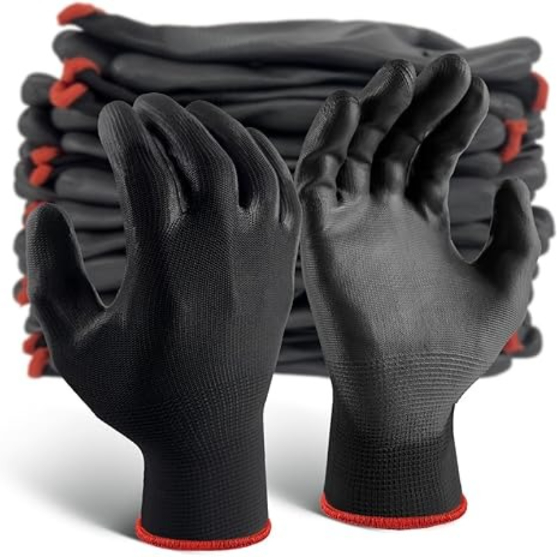 Woodworking Gloves - 6/12/18 adet siyah PU kaplama eldiven