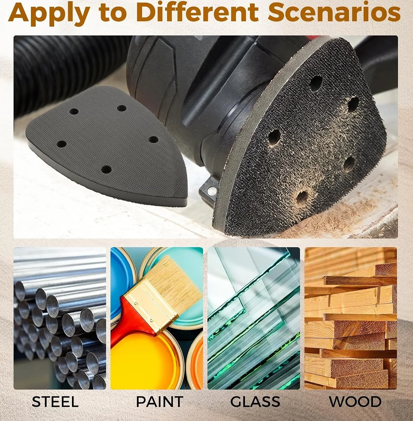 Woodworking Finishing - 5 adet Üçgen Detaylı Zımpara Pedi,