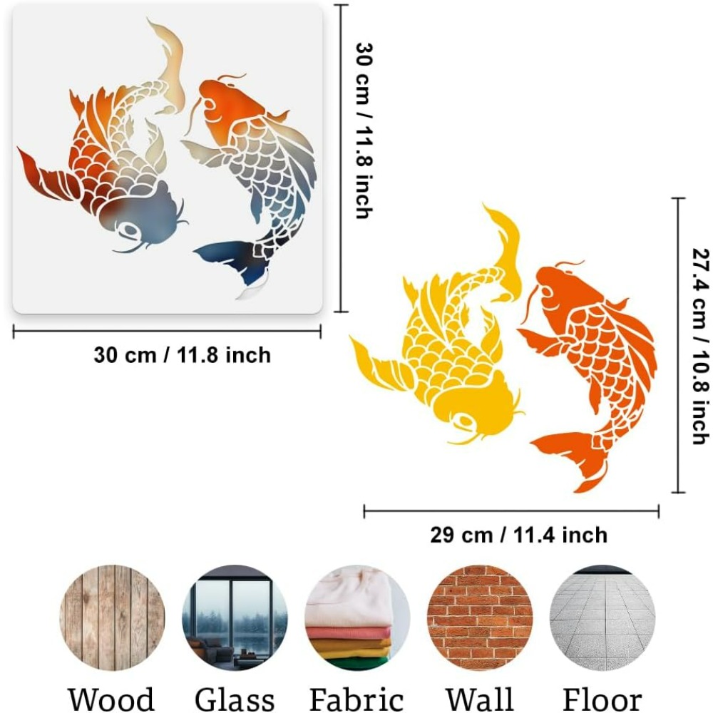 Koi Balığı Duvar Şablonu 11.8  - Woodworking Veneer incelemesi ve fiyatı