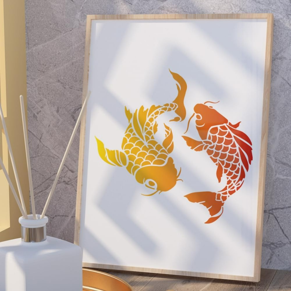 Koi Balığı Duvar Şablonu 11.8  - Woodworking Veneer incelemesi ve fiyatı